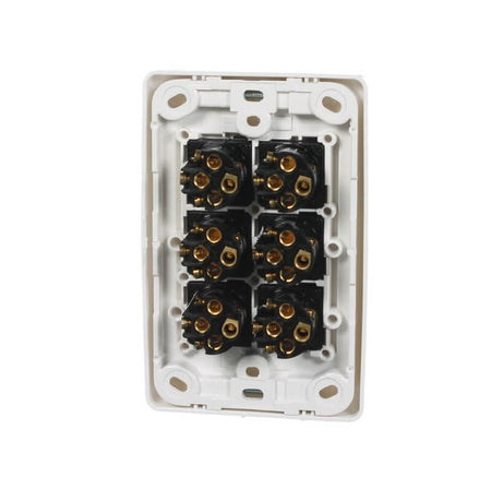 Clipsal 2000 Series Flush Switch 6 Gang, 250VAC, 10A, Standard, Vertical | White Electric | 2036VA-WE