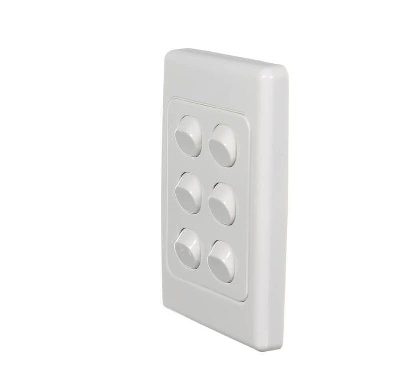 Clipsal 2000 Series Flush Switch 6 Gang, 250VAC, 10A, Standard, Vertical | White Electric | 2036VA-WE