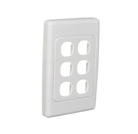 Clipsal 2000 Series Flush Surround and Grid Plate 6 Gang, Vertical/Horizontal Mount, Standard Size | White Electric | 2036VH-WE