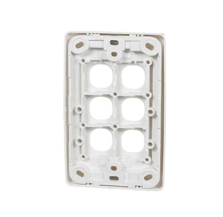 Clipsal 2000 Series Flush Surround and Grid Plate 6 Gang, Vertical/Horizontal Mount, Standard Size | White Electric | 2036VH-WE