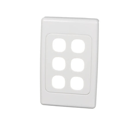 Clipsal 2000 Series 6 Gang Flush Surround and Grid Plate - White Electric - 2036VH-WE
