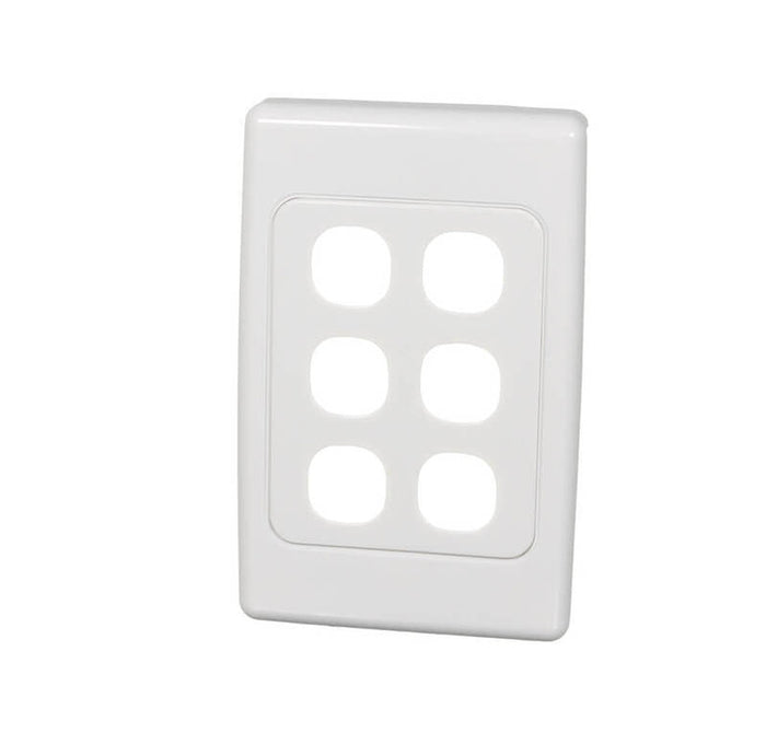 Clipsal 2000 Series Flush Surround and Grid Plate 6 Gang, Vertical/Horizontal Mount, Standard Size | White Electric | 2036VH-WE
