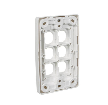 Clipsal 2000 Series Flush Surround and Grid Plate 6 Gang, Vertical/Horizontal Mount, Standard Size | White Electric | 2036VH-WE