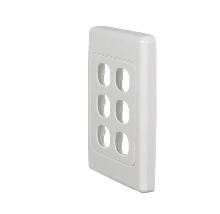 Clipsal 2000 Series Flush Surround and Grid Plate 6 Gang, Vertical/Horizontal Mount, Standard Size | White Electric | 2036VH-WE