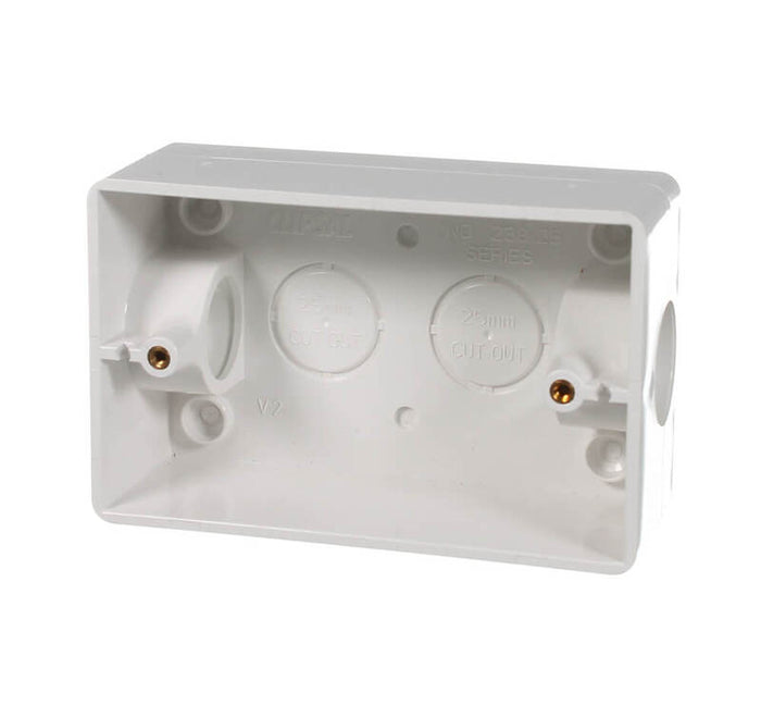 Clipsal Mounting Box with 25mm End Entries | White Electric | 238/25-WE