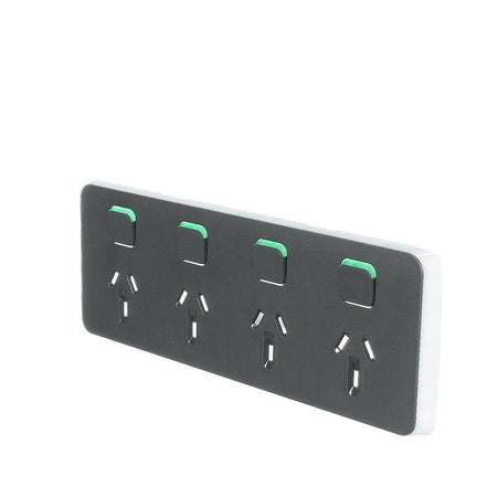Clipsal Iconic Quad Power Point Skin Horizontal Mount, 250V, 10A, Clip-On | Anthracite | 3015/4C-AN