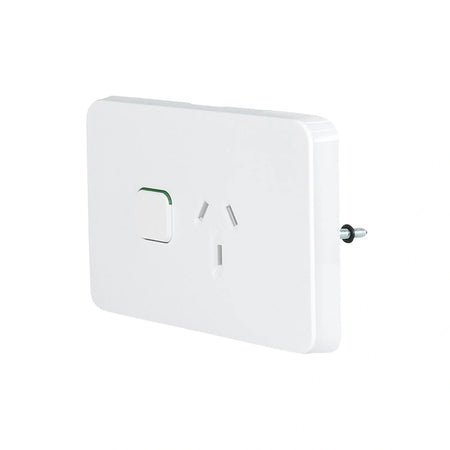 Clipsal Iconic Single Switch Socket Outlet Horizontal Mount, 250V, 10A | Vivid White | 3015-VW