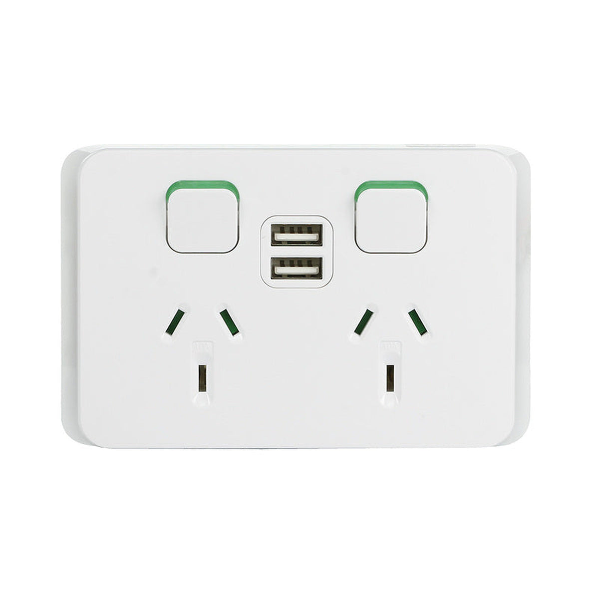 Clipsal Iconic Double Power Point with Dual USB Charger - Vivid White - 3025USB2-VW