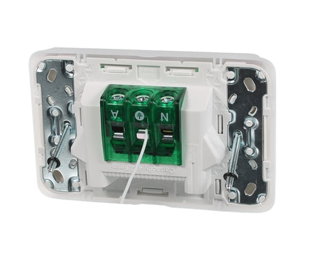 Clipsal Iconic Double Switch Power Point Horizontal Mount, 250V, 10A | Vivid White | 3025-VW