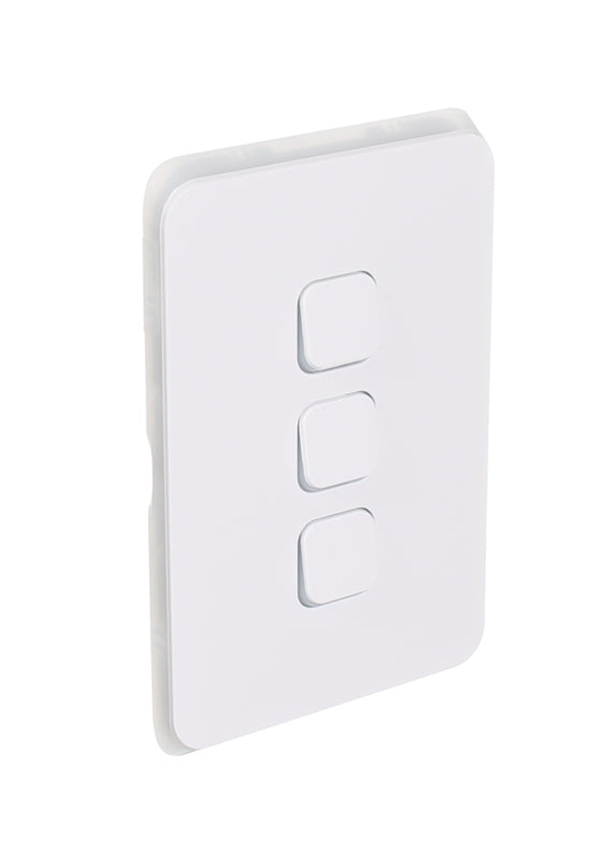 Clipsal Iconic 3 Gang Vertical Light Switch 10AX - Vivid White - 3043VA-VW