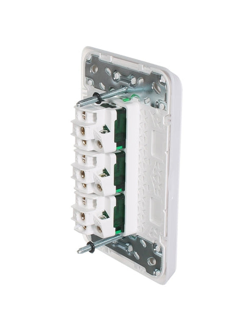 Clipsal Iconic Flush Switch 3 Gang, Vertical Mount, 1-Way/2-Way, 230/240V 10AX | Vivid White | 3043VA-VW