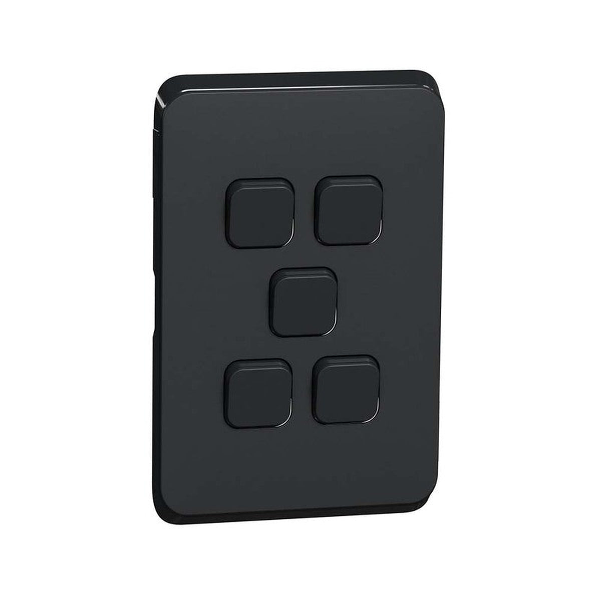 Clipsal Iconic 5 Gang Switch Plate Skin - Extra Black - 3045C-XB
