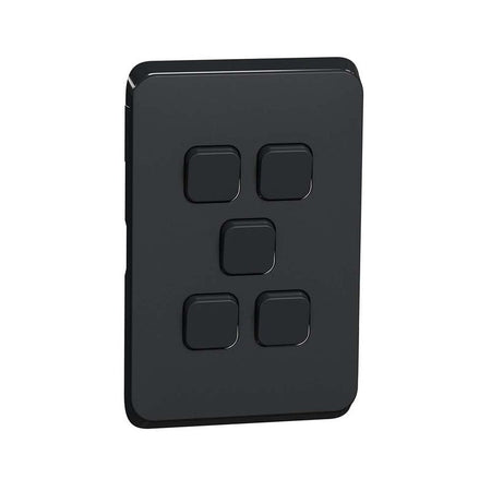Clipsal Iconic 5 Gang Switch Plate Skin - Extra Black - 3045C-XB