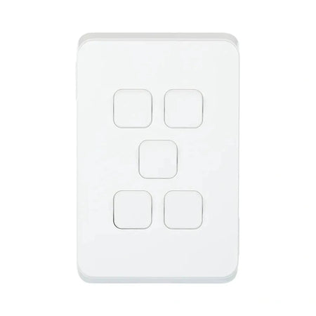 Clipsal Iconic 5 Gang Switch Plate Skin - Extra White - 3045C-XW