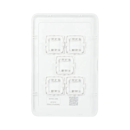 Clipsal Iconic Switch Plate Skin 5 Gang, Horizontal/Vertical Mount | Extra White | 3045C-XW