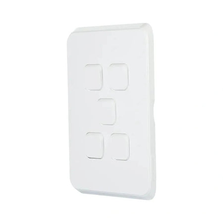 Clipsal Iconic Switch Plate Skin 5 Gang, Horizontal/Vertical Mount | Extra White | 3045C-XW