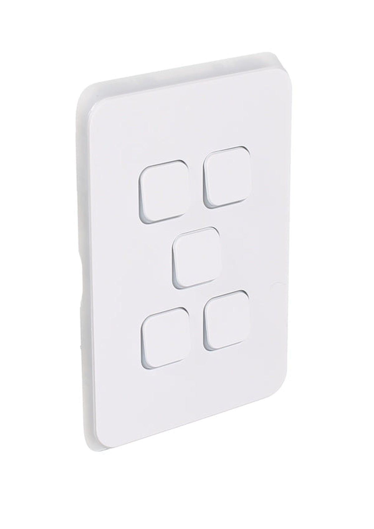Clipsal Iconic 5 Gang Vertical Light Switch 10A - Vivid White - 3045VA-VW