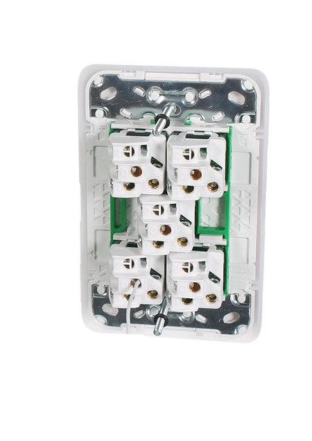 Clipsal Iconic Flush Switch Vertical Mount, 5 Gang, 230/240V, 10Ax1-Way/2-Way | Vivid White | 3045VA-VW