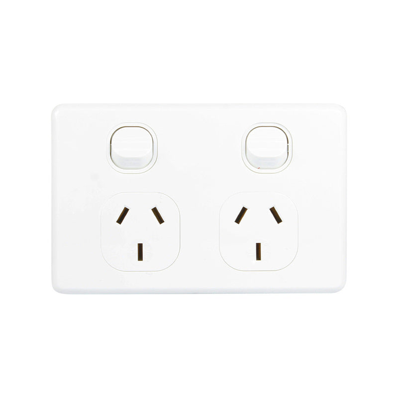 Sparky Stock Double Power Point 10 Amp Classic Style | White