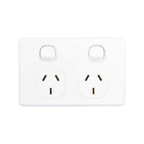 Sparky Stock Double Power Point 10 Amp Classic Style | White | SS-DPP-10A-WH