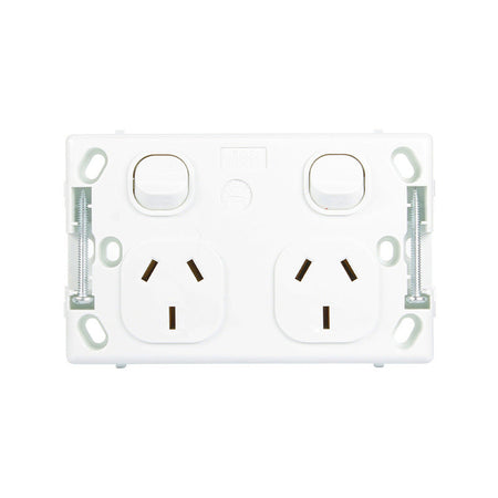 Sparky Stock Double Power Point 10 Amp Classic Style | White | SS-DPP-10A-WH