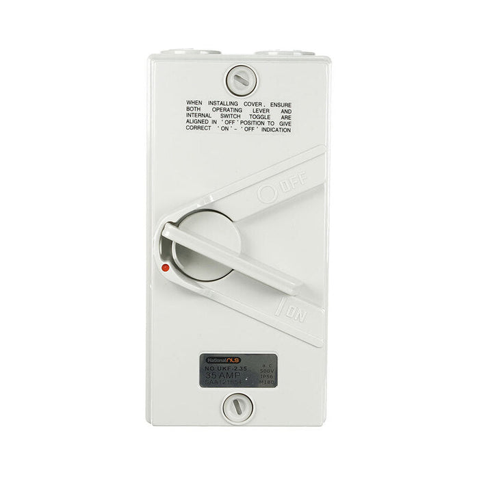 Sparky Stock 2 Pole 35 Amp 250V Isolating Switch | White / Grey | SS-UKF2P-35A