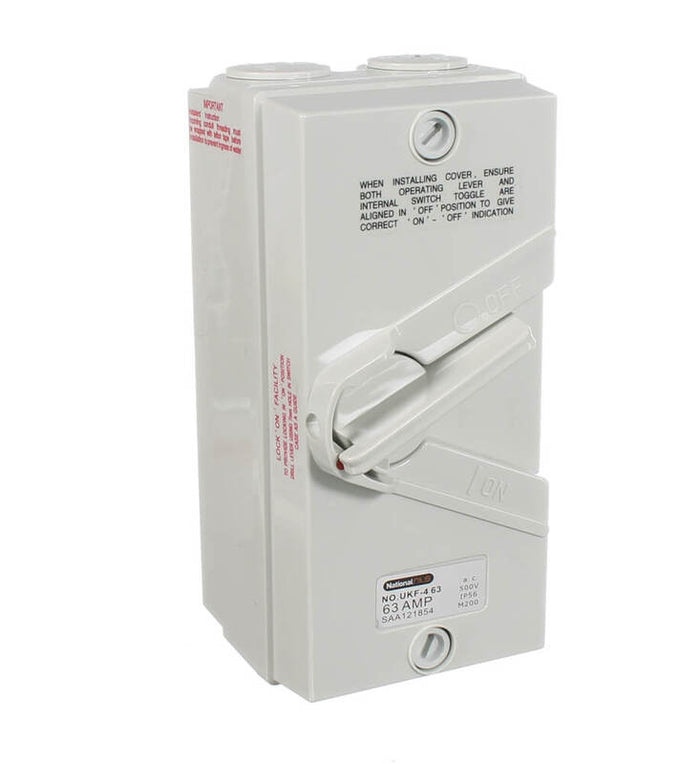 Sparky Stock 4 Pole Waterproof Isolator Switch 63A