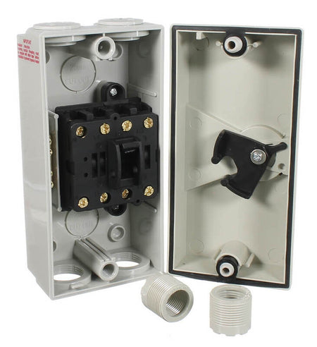 Sparky Stock 4 Pole Waterproof Isolator Switch 63A | Grey / White | SS-UKF4P63A