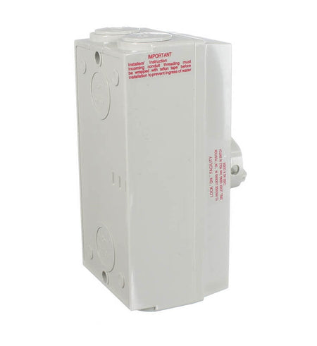 Sparky Stock 4 Pole Waterproof Isolator Switch 63A | Grey / White | SS-UKF4P63A
