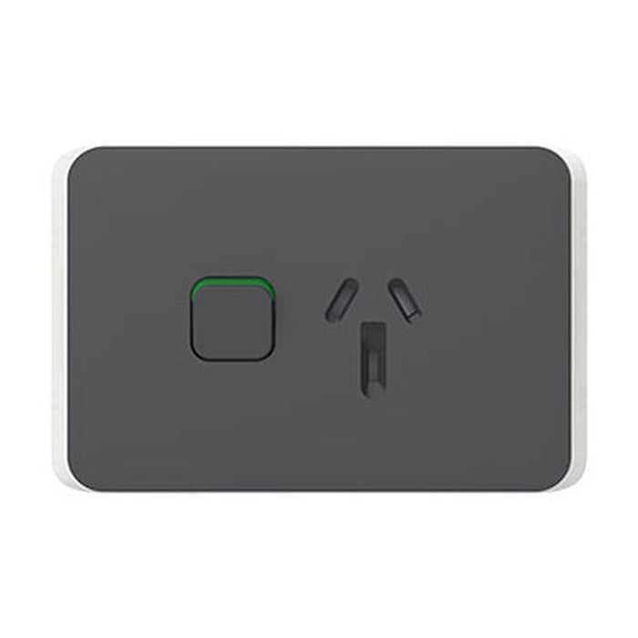 Clipsal Iconic Single Power Point Skin Horizontal Mount, 250V, 10A, Clip-On | Anthracite | 3015C-AN