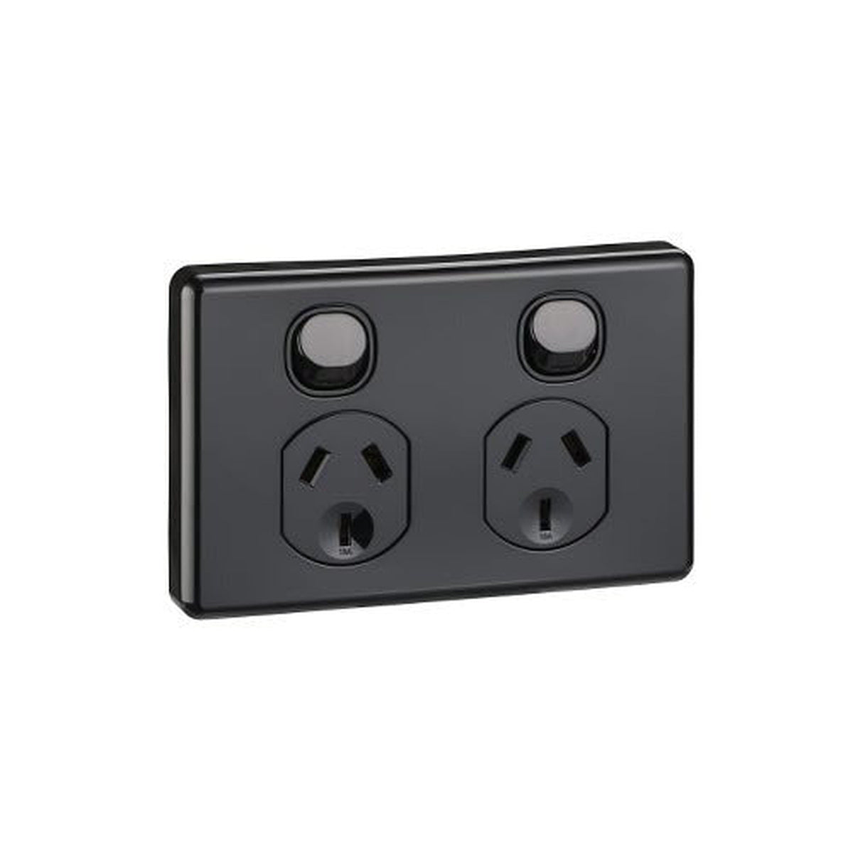 Clipsal Classic C2000 Double Power Point 10A - Black - C2025-BK