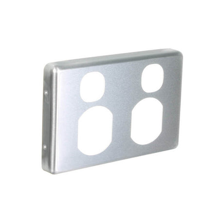Clipsal Classic C2000 Series Socket Outlet Cover Plate Horizontal Mount for Twin Switched Socket | Brushed Aluminium | C2025C-BA