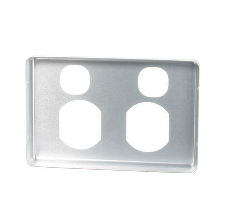 Clipsal Classic C2000 Series Socket Outlet Cover Plate Horizontal Mount for Twin Switched Socket | Brushed Aluminium | C2025C-BA