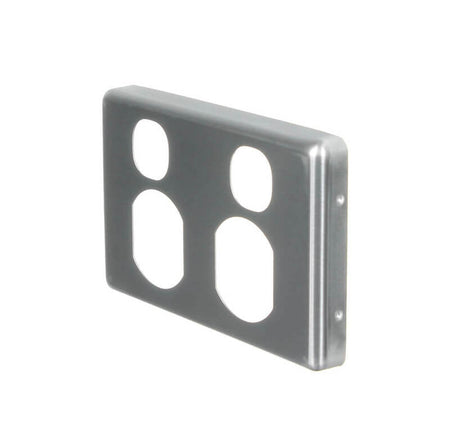 Clipsal Classic C2000 Series Socket Outlet Cover Plate Horizontal Mount for Twin Switched Socket | Brushed Aluminium | C2025C-BA