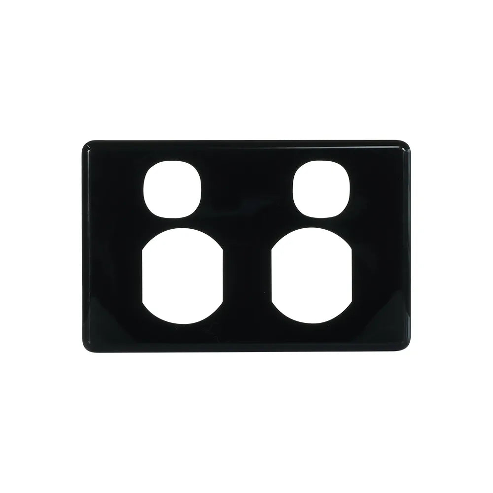 Clipsal Classic C2000 Double Power Point Cover Plate - Black - C2025C-BK