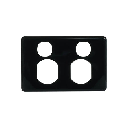 Clipsal Classic C2000 Double Power Point Cover Plate - Black - C2025C-BK