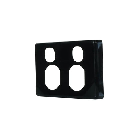 Clipsal Classic C2000 Series Socket Outlet Cover Plate Horizontal Mount for Twin Switched Socket | Black | C2025C-BK