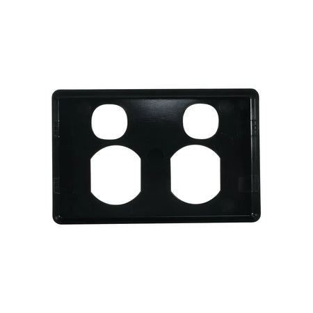 Clipsal Classic C2000 Series Socket Outlet Cover Plate Horizontal Mount for Twin Switched Socket | Black | C2025C-BK