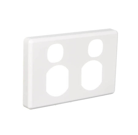 Clipsal Classic C2000 Double Power Point Cover Plate - White Electric - C2025C-WE