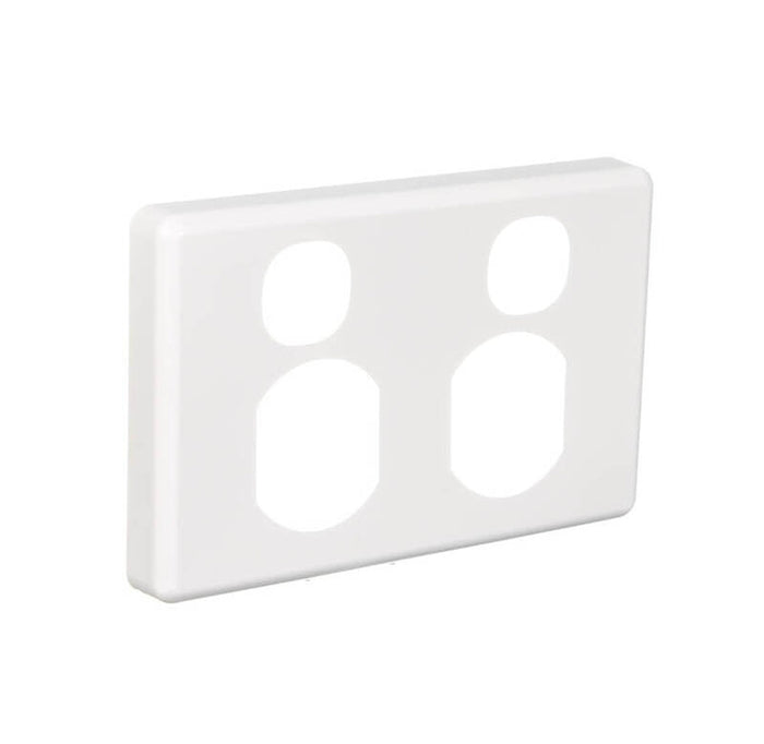Clipsal Classic C2000 Series Socket Outlet Cover Plate Horizontal Mount for Twin Switched Socket | White Electric | C2025C-WE
