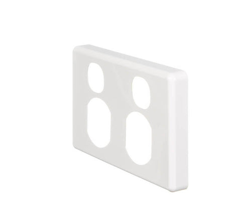 Clipsal Classic C2000 Series Socket Outlet Cover Plate Horizontal Mount for Twin Switched Socket | White Electric | C2025C-WE