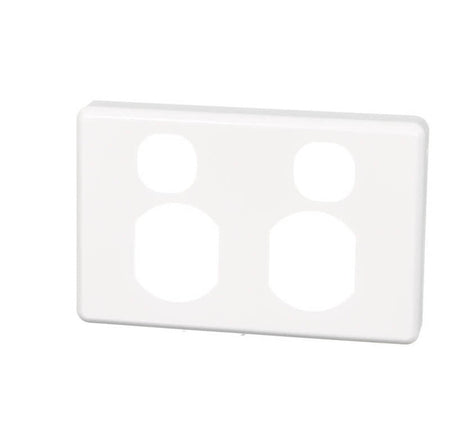 Clipsal Classic C2000 Series Socket Outlet Cover Plate Horizontal Mount for Twin Switched Socket | White Electric | C2025C-WE