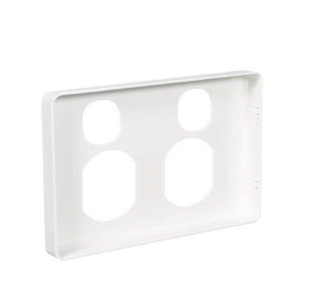 Clipsal Classic C2000 Series Socket Outlet Cover Plate Horizontal Mount for Twin Switched Socket | White Electric | C2025C-WE