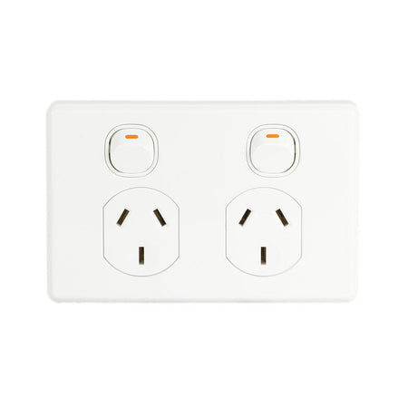Clipsal Classic C2000 Double Power Point 10A - White Electric - C2025-WE