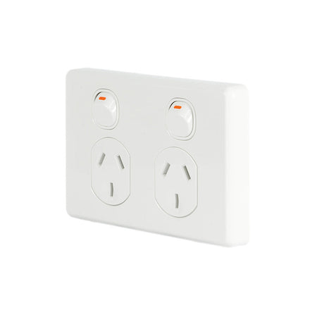 Clipsal Classic C2000 Series Switched Socket Outlet Twin, 250V, 10A | White Electric | C2025-WE