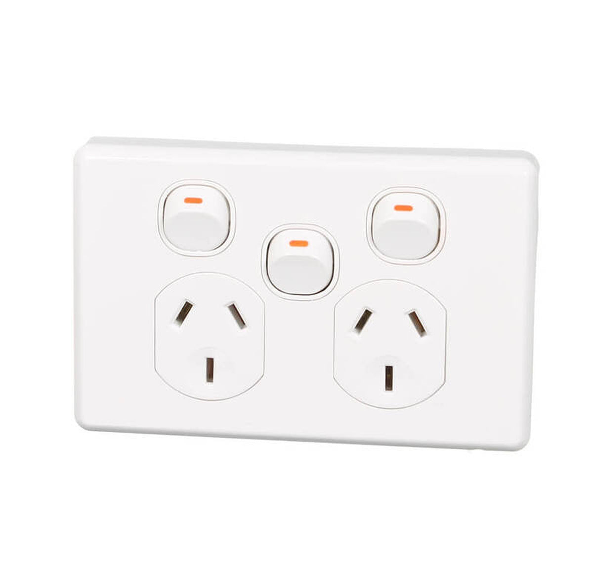 Clipsal Classic Double Power Point with Extra Switch - White Electric - C2025XA-WE
