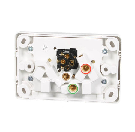 Clipsal Classic C2000 Series Switched Socket Outlet Twin, 250V, 10A, Removable Extra Switch | White Electric | C2025XA-WE