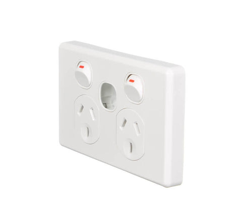Clipsal Classic C2000 Series Switched Socket Outlet Twin, 250V, 10A, Removable Extra Switch Aperture | White Electric | C2025XUA-WE