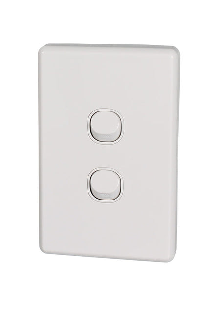 Clipsal Classic C2000 2 Gang Vertical Light Switch 10A - White Electric - C2032VA-WE