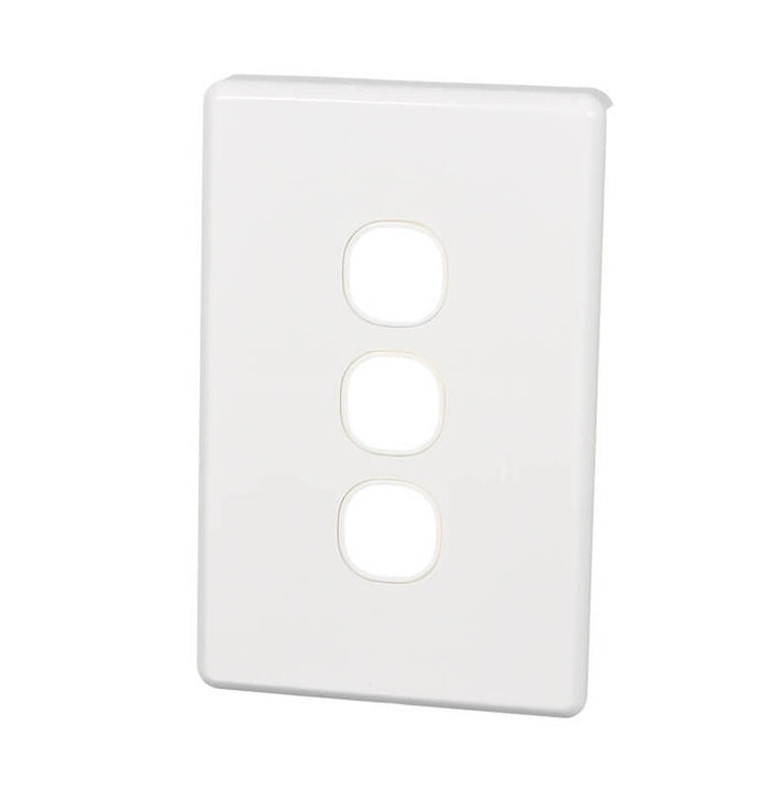 Clipsal Classic C2000 Series Switch Grid Plate and Cover 3 Gang, Less Mechanism | White Electric | C2033VH-WE